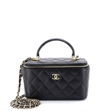 Chanel Classic Top Handle Vanity Case with Chain Quilted Lambskin Small
