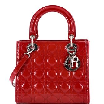 Christian Dior Lady Dior Bag Cannage Quilt Patent Medium