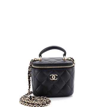 Chanel Classic Top Handle Vanity Case with Chain Quilted Lambskin Mini