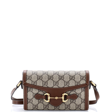 Gucci Horsebit 1955 Flap Crossbody Bag GG Coated Canvas Mini
