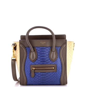 Celine Tricolor Luggage Bag Python and Leather Nano