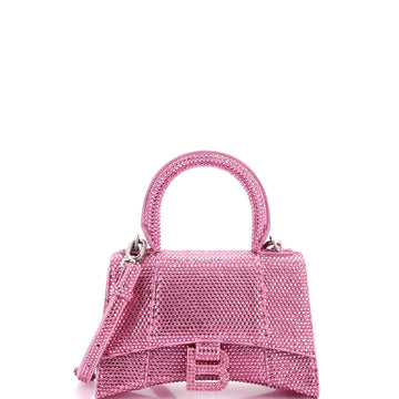 Balenciaga Hourglass Top Handle Bag Suede with Crystals XS
