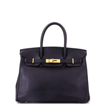 Hermes Birkin Handbag Black Ardennes with Gold Hardware 30