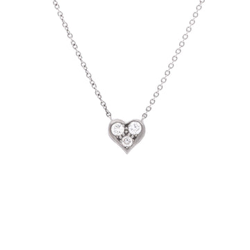 Tiffany & Co. Heart 3 Diamond Pendant Necklace Platinum with Diamonds