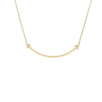 Tiffany & Co. T Smile Pendant Necklace 18K Yellow Gold Small