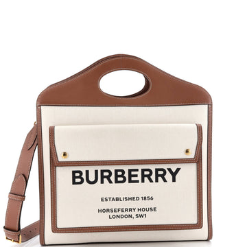 Burberry Logo Pocket Tote Canvas with Leather Medium