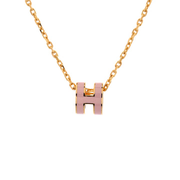 Hermes Pop H Pendant Chain Necklace Metal and Enamel Mini