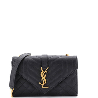 Saint Laurent Classic Monogram Envelope Satchel Mixed Matelasse Leather Small