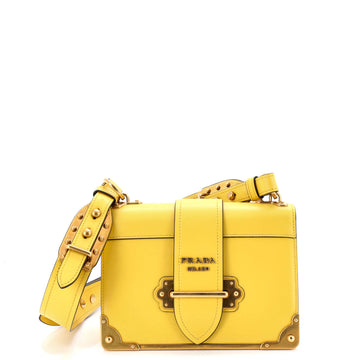 Prada Cahier Chain Crossbody Bag City Calf and Saffiano Small