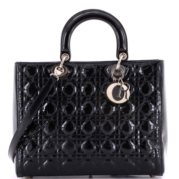 Christian Dior Lady Dior Bag Cannage Quilt Patent Large