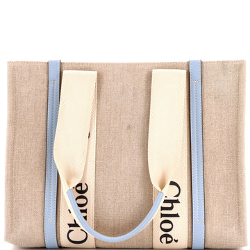 Chloe Woody Tote Canvas with Leather Medium