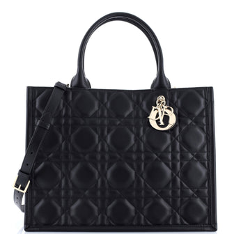 Christian Dior Book Tote with Strap Cannage Quilt Lambskin Medium