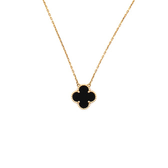 Van Cleef & Arpels Vintage Alhambra Pendant Necklace 18K Yellow Gold and Onyx