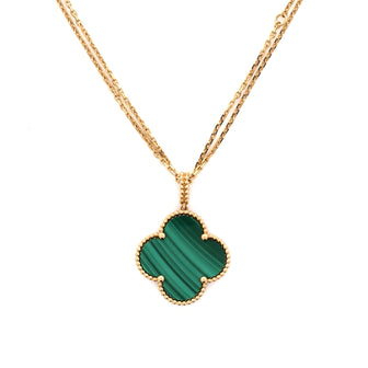 Van Cleef & Arpels Magic Alhambra Pendant Necklace 18K Yellow Gold and Malachite