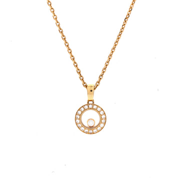 Chopard Happy Diamonds Round Pendant Necklace 18K Yellow Gold with Diamonds and 1 Floating Diamonds