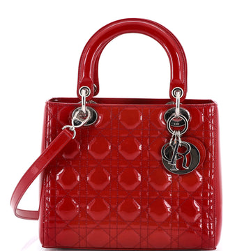 Christian Dior Lady Dior Bag Cannage Quilt Patent Medium