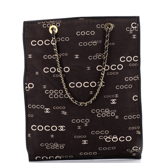 Chanel Vintage Coco Chain Shopping Tote Printed Canvas Tall