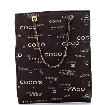 Chanel Vintage Coco Chain Shopping Tote Printed Canvas Tall