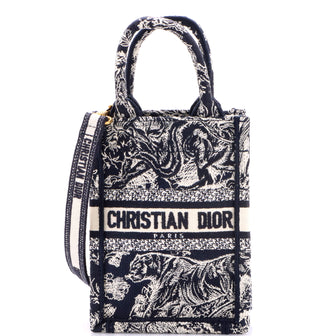 Christian Dior Book Tote Phone Bag Embroidered Canvas Mini