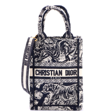 Christian Dior Book Tote Phone Bag Embroidered Canvas Mini