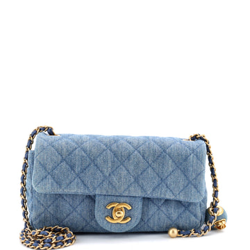 Chanel Pearl Crush Flap Bag Quilted Denim Mini