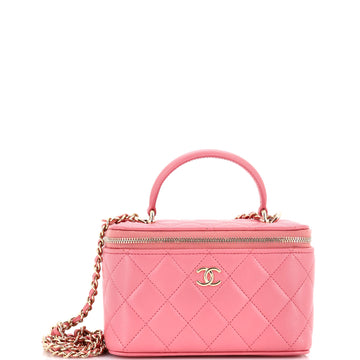 Chanel Classic Top Handle Vanity Case with Chain Quilted Lambskin Small