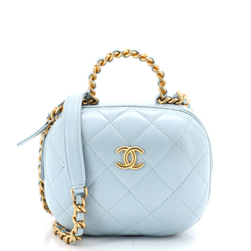Chanel CC Bubble Top Handle Vanity Case with Chain Quilted Lambskin Small