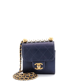 Chanel Chic Pearls Flap Clutch with Chain Quilted Goatskin Mini