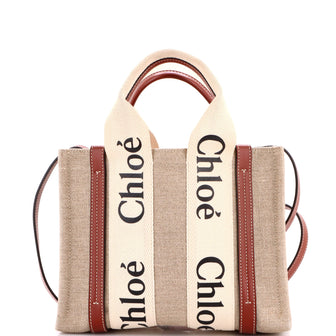 Chloe Woody Tote Canvas with Leather Small