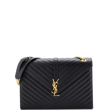 Saint Laurent Classic Monogram Envelope Satchel Matelasse Chevron Leather Large