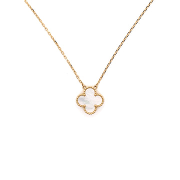 Van Cleef & Arpels Vintage Alhambra Pendant Necklace 18K Yellow Gold and Mother of Pearl