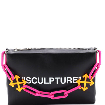 Off White Block Pouch Shoulder Bag Printed Leather