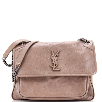 Saint Laurent Niki Chain Flap Bag Matelasse Chevron Leather Medium