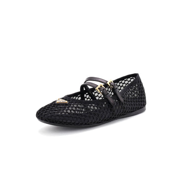 Prada Women's Double Buckle Ballerina Flats Mesh