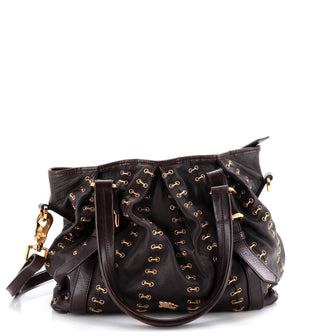 Burberry Lowry Convertible Tote Chain Stitched Leather Large