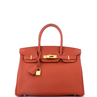 Hermes Birkin Handbag Orange Togo with Gold Hardware 30
