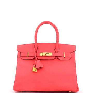 Hermes Birkin Handbag Red Epsom with Gold Hardware 30