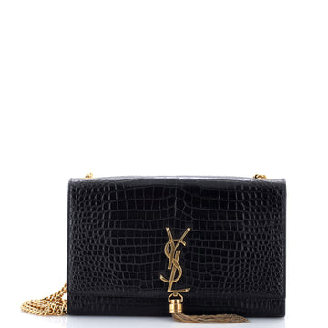 Saint Laurent Classic Monogram Tassel Crossbody Bag Crocodile Embossed Leather Medium