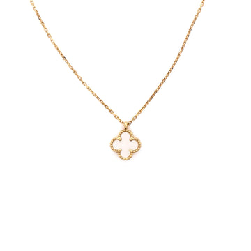 Van Cleef & Arpels Sweet Alhambra Pendant Necklace 18K Yellow Gold and Mother of Pearl