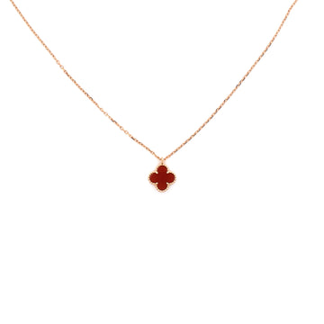 Van Cleef & Arpels Sweet Alhambra Pendant Necklace 18K Rose Gold and Carnelian