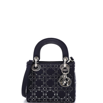 Christian Dior Lady Dior Bag Crystal Embellished Cannage Quilt Satin Mini