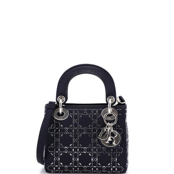 Christian Dior Lady Dior Bag Crystal Embellished Cannage Quilt Satin Mini