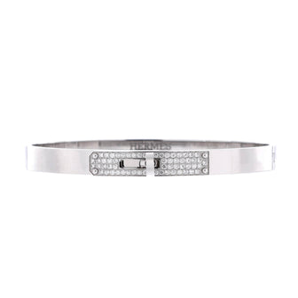 Hermes Kelly Bracelet 18K White Gold and Pave Diamonds Small