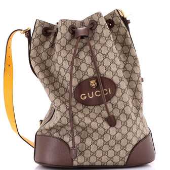 Gucci Neo Vintage Drawstring Bucket Backpack GG Coated Canvas Large