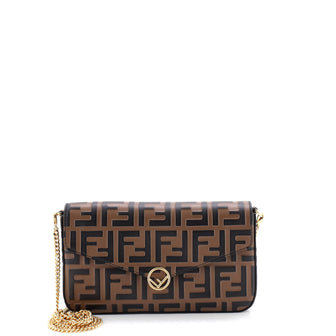 Fendi F is Fendi Envelope Clutch on Chain Zucca Embossed Leather