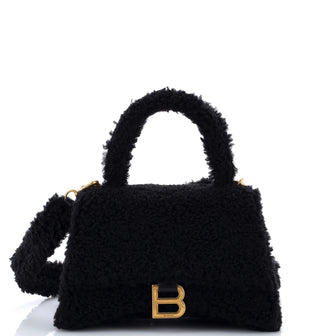 Balenciaga Fluffy Hourglass Top Handle Bag Faux Fur Small