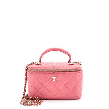 Chanel Classic Top Handle Vanity Case with Chain Quilted Lambskin Small