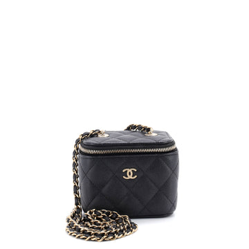 Chanel Classic Vanity Case with Chain Quilted Caviar Mini