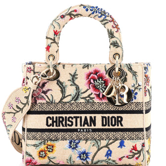 Christian Dior Lady D-Lite Bag Embroidered Raffia Medium