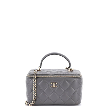 Chanel Classic Top Handle Vanity Case with Chain Quilted Lambskin Small
